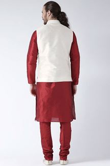 Picture of Attractive Maroon Colored Designer Kurta and Jacket Set