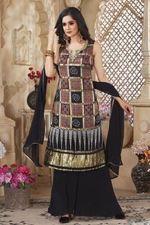 Picture of Heavenly Black and Golden Colored Designer Suit