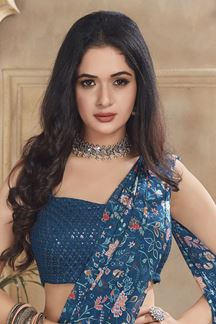 Picture of Glamorous Blue Colored Designer Indowestern Suit