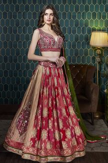 Picture of Trendy Red and Light Brown Colored Designer Lehenga Choli
