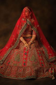 Picture of Exuberant Red Colored Bridal Lehenga Choli