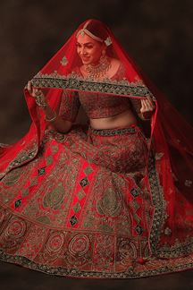 Picture of Exuberant Red Colored Bridal Lehenga Choli