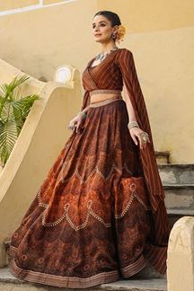 Picture of Astounding Brown Colored Designer Lehenga Choli