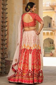 Picture of Irresistible Powder Pink and Red Colored Designer Lehenga Choli