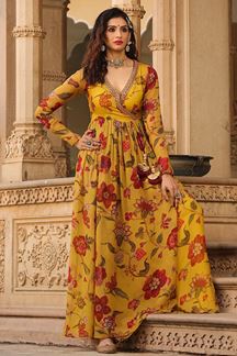 Picture of Alluring Mustard Colored Designer Gown