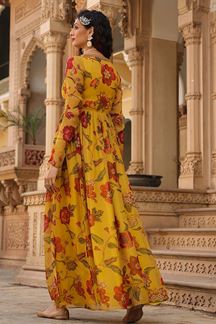 Picture of Alluring Mustard Colored Designer Gown