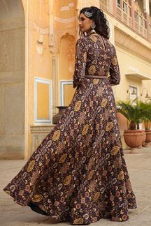 Picture of Awesome Dark Brown Colored Designer Gown