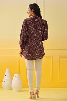 Picture of Artistic Wine Colored Designer Short Top