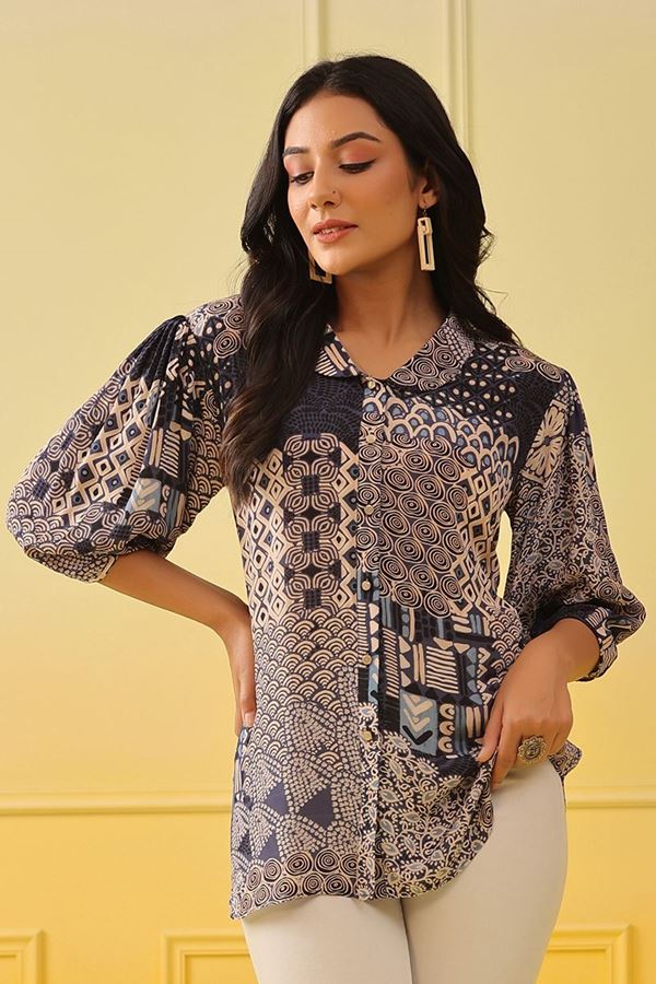 Picture of Ethnic Cream Colored Designer Short Top