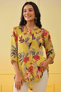 Picture of Mesmerizing Yellow Colored Designer Short Top