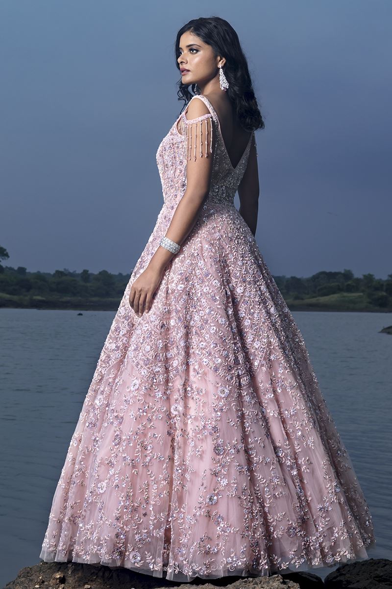 Buy Net and Silk Party Wear Gown In Rose Pink Colour Online - LSTV04197 |  Andaaz Fashion