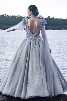 Picture of Glorious Grey Colored Designer Gown