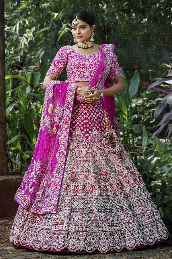 Picture of Divine Pink Colored Bridal Lehenga Choli