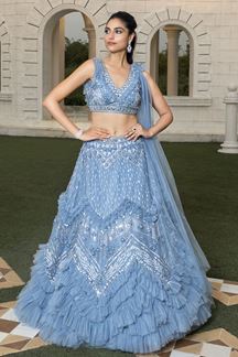 Picture of Gorgeous Powder Blue Colored Designer Lehenga Choli