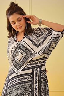 Picture of Captivating Black and White Colored Designer Kurti with Palazzo