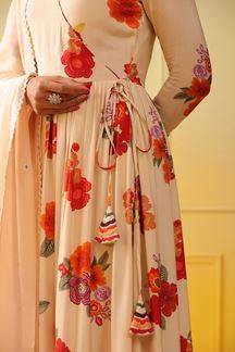 Picture of Spectacular Peach Colored Designer Gown with Dupatta