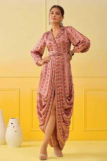 Picture of Appealing Pink Colored Designer Dhoti Style Suit