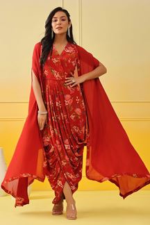 Picture of Flawless Red Colored Designer Dhoti Style Suit