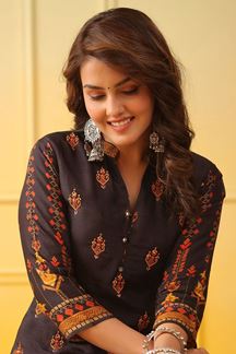 Picture of Gorgeous Black Colored Designer Kurti with Pant