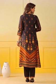 Picture of Gorgeous Black Colored Designer Kurti with Pant