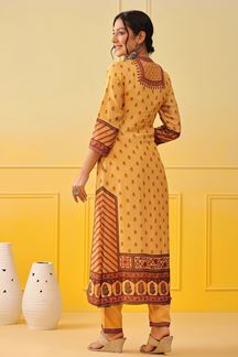 Picture of Astounding Yellow Colored Designer Kurti with Pant