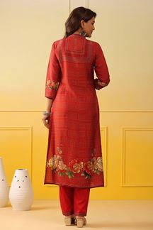 Picture of Magnificent Red Colored Designer Kurti with Pant