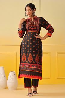 Picture of Artistic Black Colored Designer Kurti with Pant
