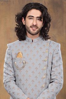 Picture of Appealing Grey Colored Designer Sherwani