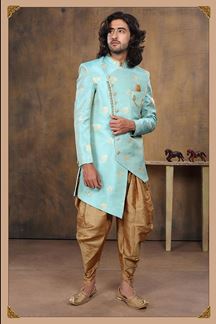Picture of Elegant Sky Blue Colored Designer Sherwani