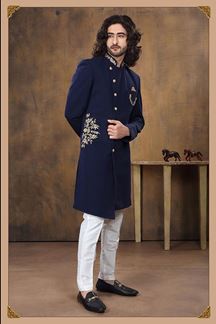 Picture of Stylish Blue Colored Designer Sherwani