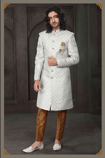 Picture of Charismatic White Colored Designer Sherwani