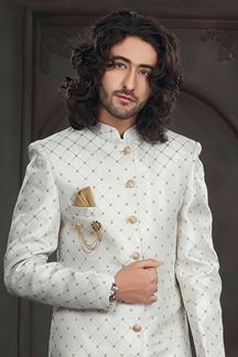 Picture of Charismatic White Colored Designer Sherwani