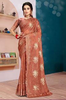 Picture of Striking Rust Colored Designer Saree