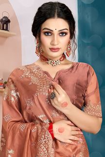 Picture of Striking Rust Colored Designer Saree