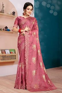 Picture of Flamboyant Dusty Pink Colored Designer Saree