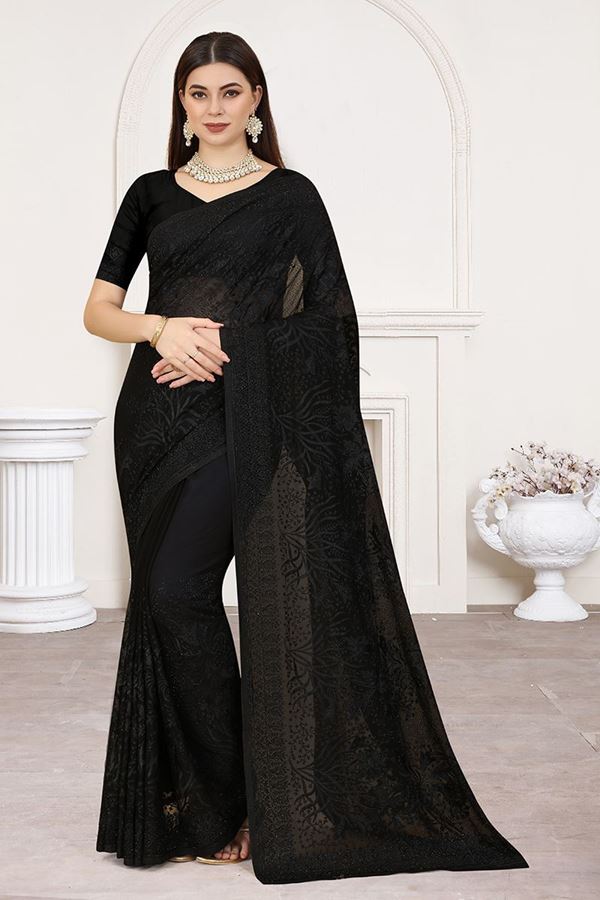 Picture of Artistic Black Colored Designer Saree