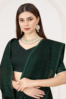 Picture of Aesthetic Bottle Green Colored Designer Saree