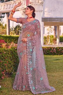 Picture of Lovely Dusty Peach Colored Designer Saree