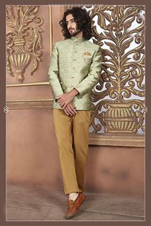 Picture of Fancy Pista Green Colored Designer Jodhpuri