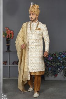 Picture of Artistic White Colored Designer Sherwani