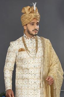 Picture of Artistic White Colored Designer Sherwani