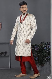 Picture of Impressive White Colored Designer Sherwani