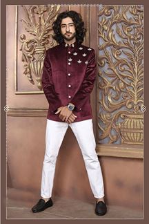 Picture of Fashionable Maroon Colored Designer Jodhpuri