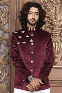 Picture of Fashionable Maroon Colored Designer Jodhpuri