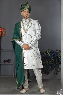 Picture of Fancy White Colored Designer Sherwani