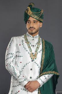 Picture of Fancy White Colored Designer Sherwani