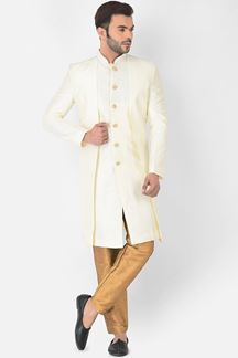 Picture of Aesthetic Cream Colored Designer Indo-Western Sherwani