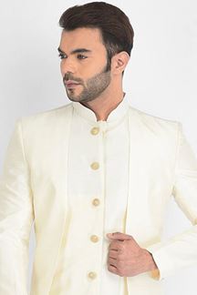 Picture of Aesthetic Cream Colored Designer Indo-Western Sherwani