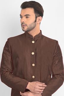 Picture of Exuberant Brown Colored Designer Indo-Western Sherwani