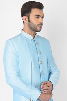 Picture of Classy Sky Blue Colored Designer Indo-Western Sherwani